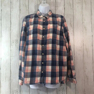 Tommy Hilfiger Pearl Snap Roll Tab Flannel Shirt Large